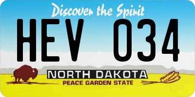 ND license plate HEV034