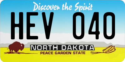 ND license plate HEV040