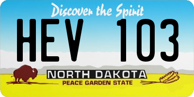 ND license plate HEV103