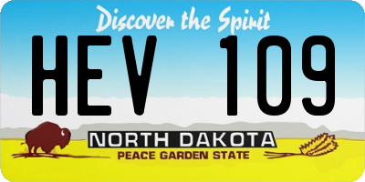 ND license plate HEV109