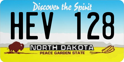 ND license plate HEV128