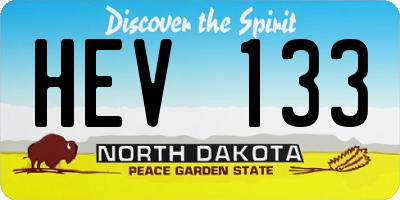 ND license plate HEV133