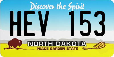 ND license plate HEV153