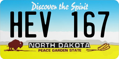 ND license plate HEV167