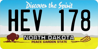 ND license plate HEV178