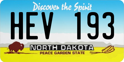 ND license plate HEV193