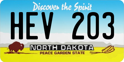 ND license plate HEV203