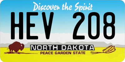 ND license plate HEV208