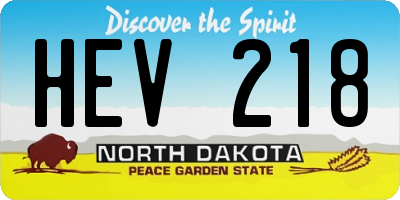 ND license plate HEV218