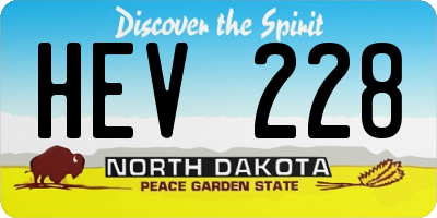 ND license plate HEV228