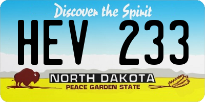 ND license plate HEV233