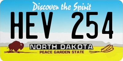 ND license plate HEV254