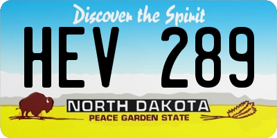 ND license plate HEV289