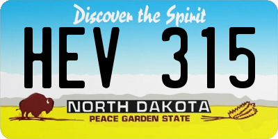 ND license plate HEV315