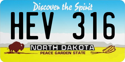 ND license plate HEV316