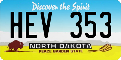 ND license plate HEV353