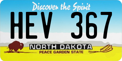 ND license plate HEV367