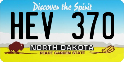 ND license plate HEV370