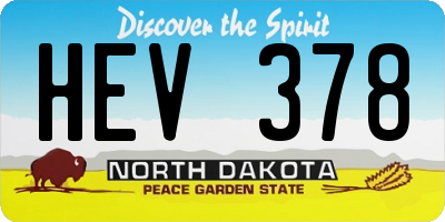 ND license plate HEV378