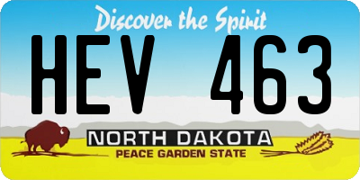 ND license plate HEV463