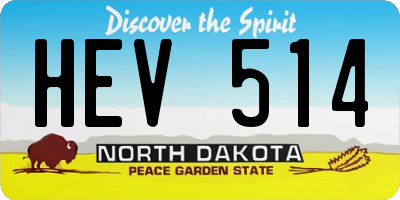 ND license plate HEV514