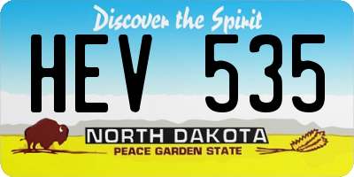 ND license plate HEV535