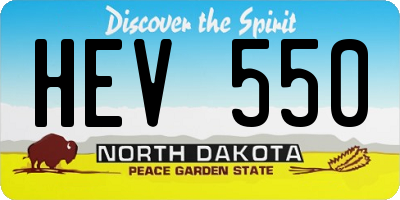 ND license plate HEV550