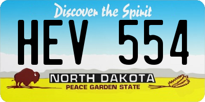 ND license plate HEV554