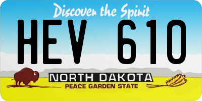 ND license plate HEV610