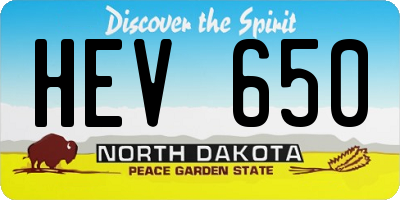 ND license plate HEV650