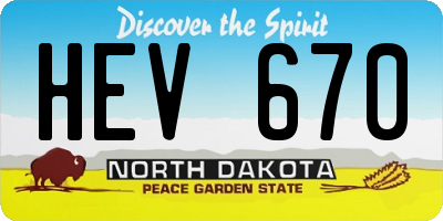 ND license plate HEV670