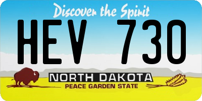 ND license plate HEV730