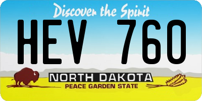ND license plate HEV760