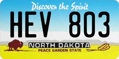 ND license plate HEV803