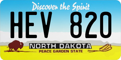 ND license plate HEV820
