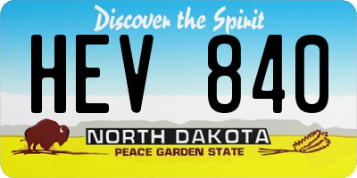 ND license plate HEV840