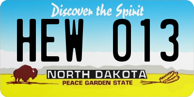 ND license plate HEW013