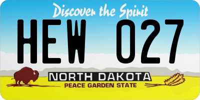 ND license plate HEW027