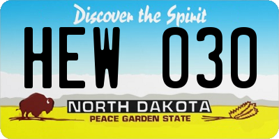 ND license plate HEW030