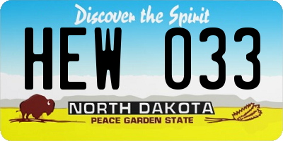 ND license plate HEW033