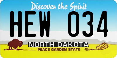 ND license plate HEW034