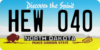 ND license plate HEW040