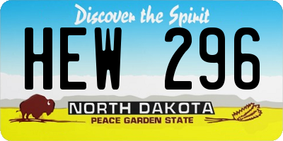 ND license plate HEW296