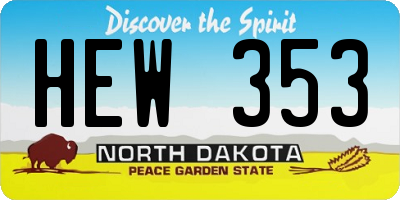 ND license plate HEW353