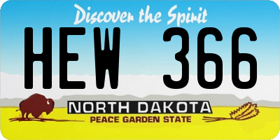 ND license plate HEW366