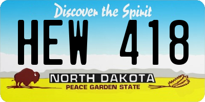 ND license plate HEW418