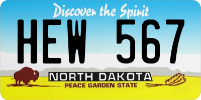 ND license plate HEW567