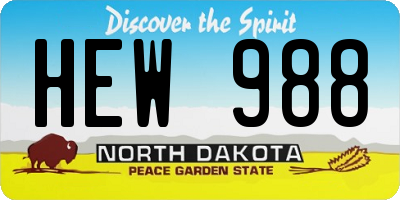 ND license plate HEW988