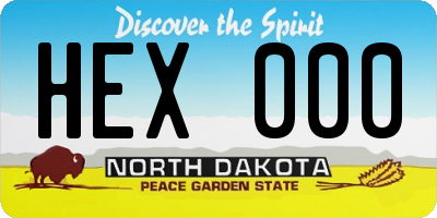 ND license plate HEX000