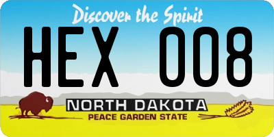 ND license plate HEX008